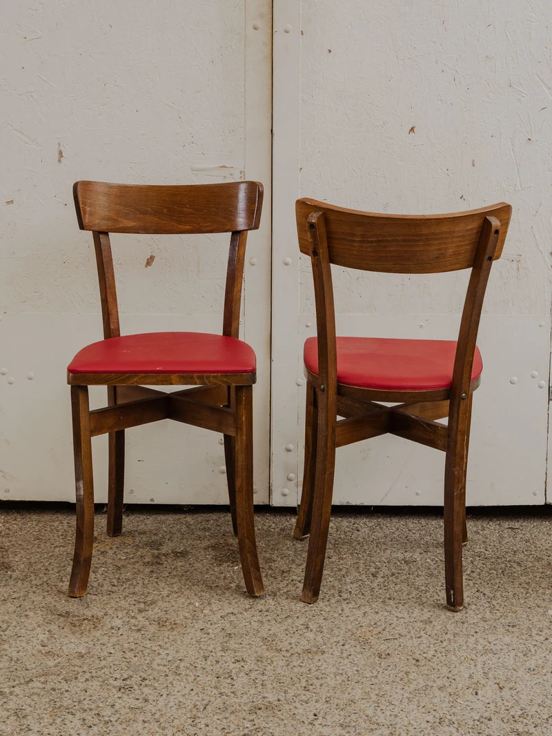 Alma, le lot de 4 chaises en simili cuir rouge N°1605