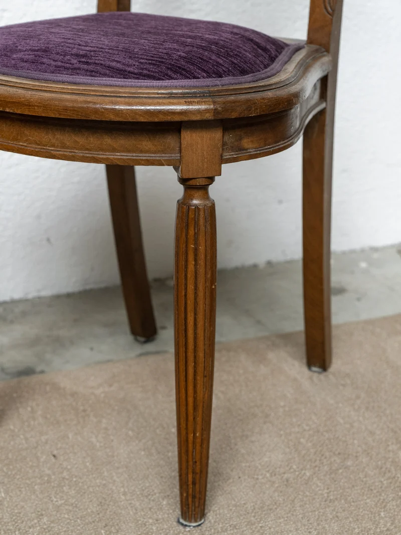 Claude, la paire de chaises en bois et velours N°1304