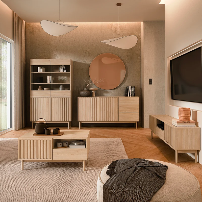 Meuble TV 3 portes 160 cm Idor Bois
