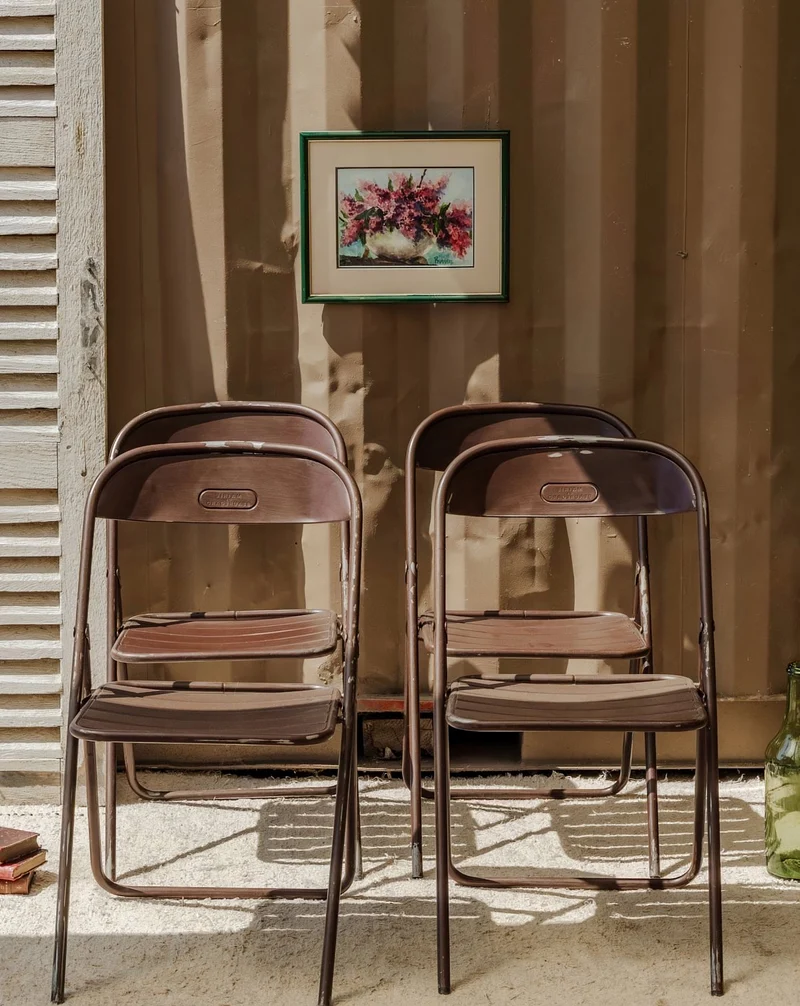 Alma, le lot de 4 chaises en métal marron N°1574