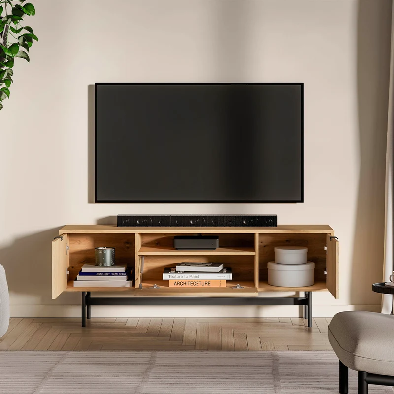 Meuble TV 3 portes 150 cm Nila Bois
