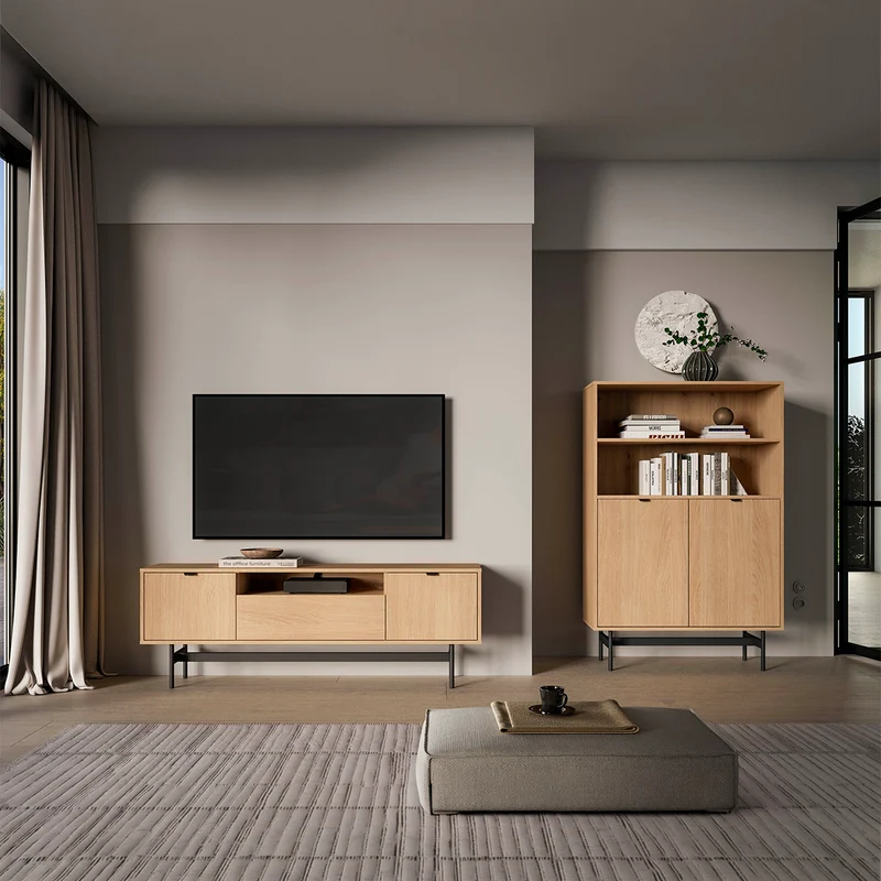 Meuble TV 3 portes 150 cm Nila Bois