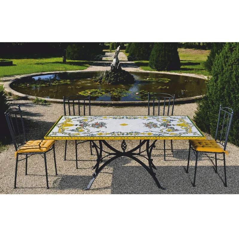 Casa Padrino Luxus Jugendstil Esstisch Weiß / Bunt / Schwarz 200 cm - Rechteckiger Gartentisch - Gastronomie Möbel - Made in Italy