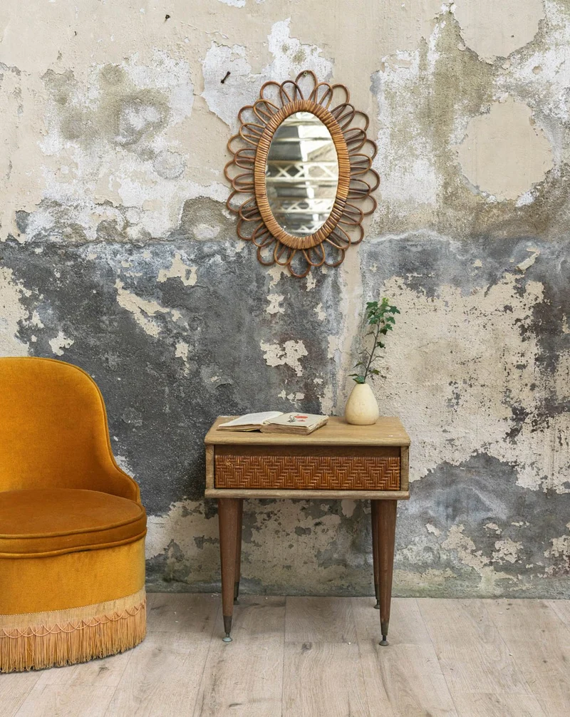 Maïa, la table de chevet en rotin N°1477