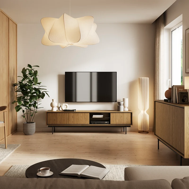 Meuble TV 3 portes 200 cm Vidia Bois