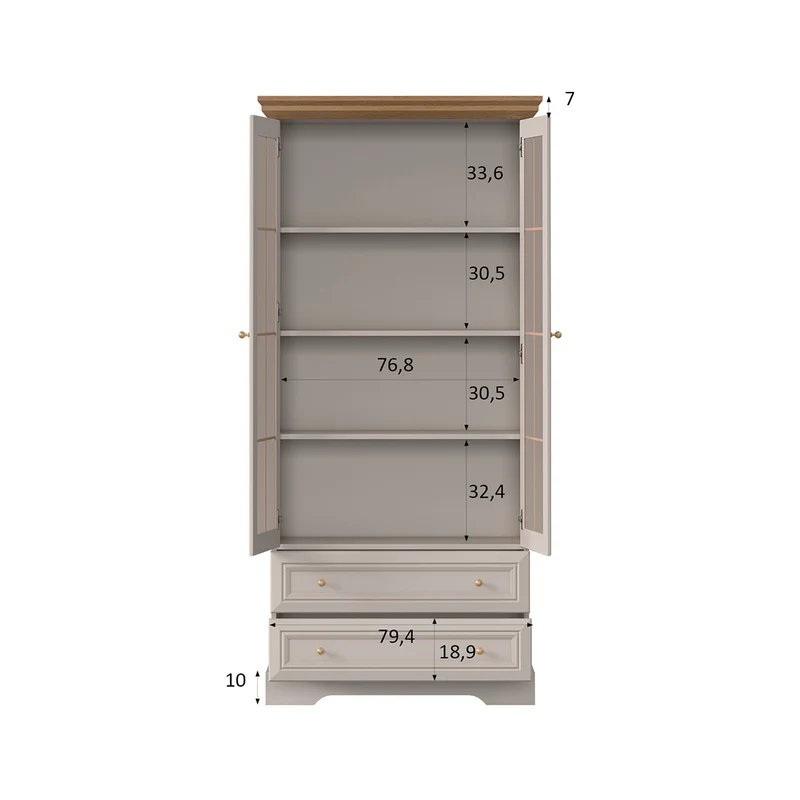 Vaisselier 2 portes 2 tiroirs Dulci Cachemire et Bois