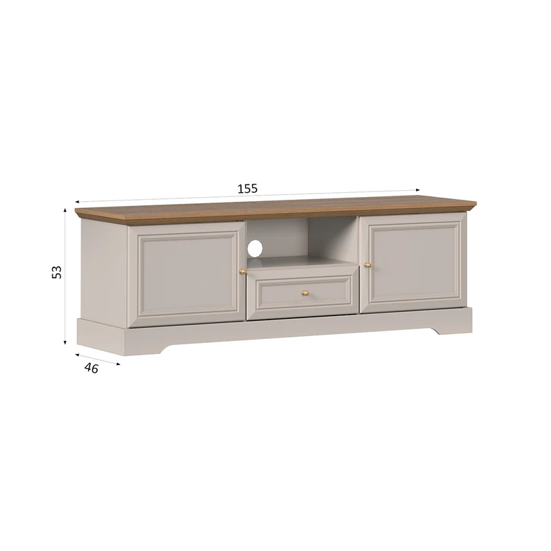 Meuble TV 2 portes 1 tiroir 155 cm Dulci Cachemire et Bois