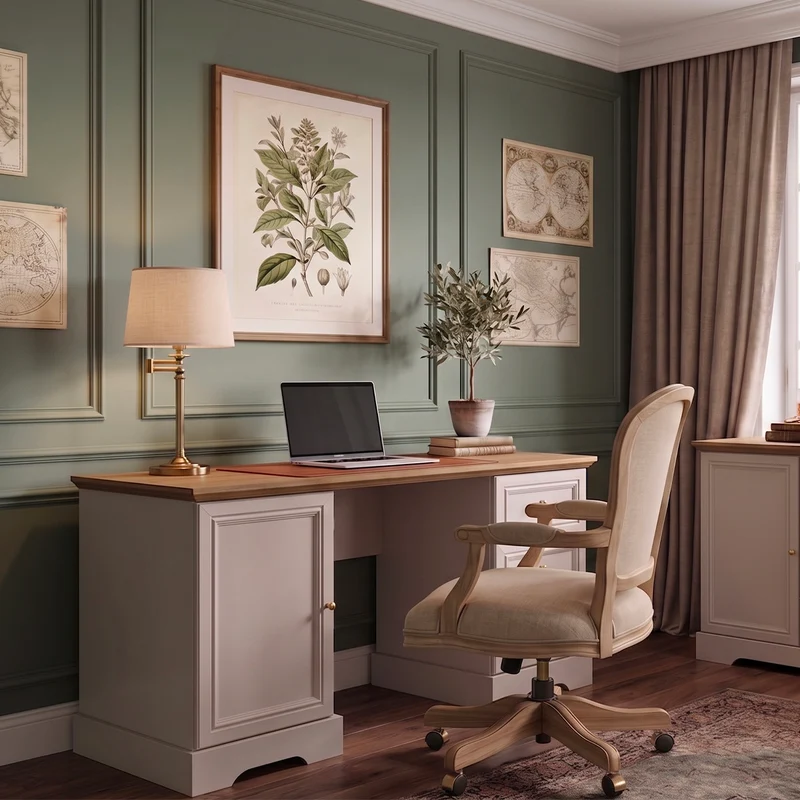 Bureau 1 porte 3 tiroirs Dulci Cachemire et Bois