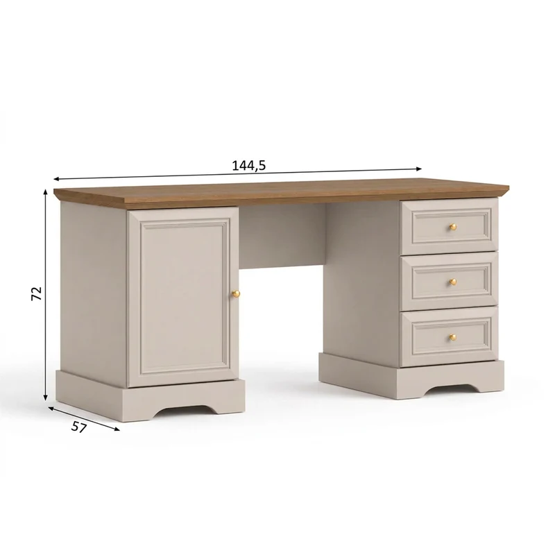 Bureau 1 porte 3 tiroirs Dulci Cachemire et Bois