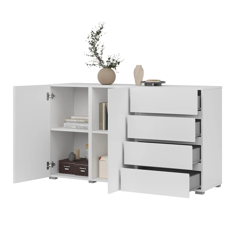 Buffet 2 portes 4 tiroirs Maxis Blanc