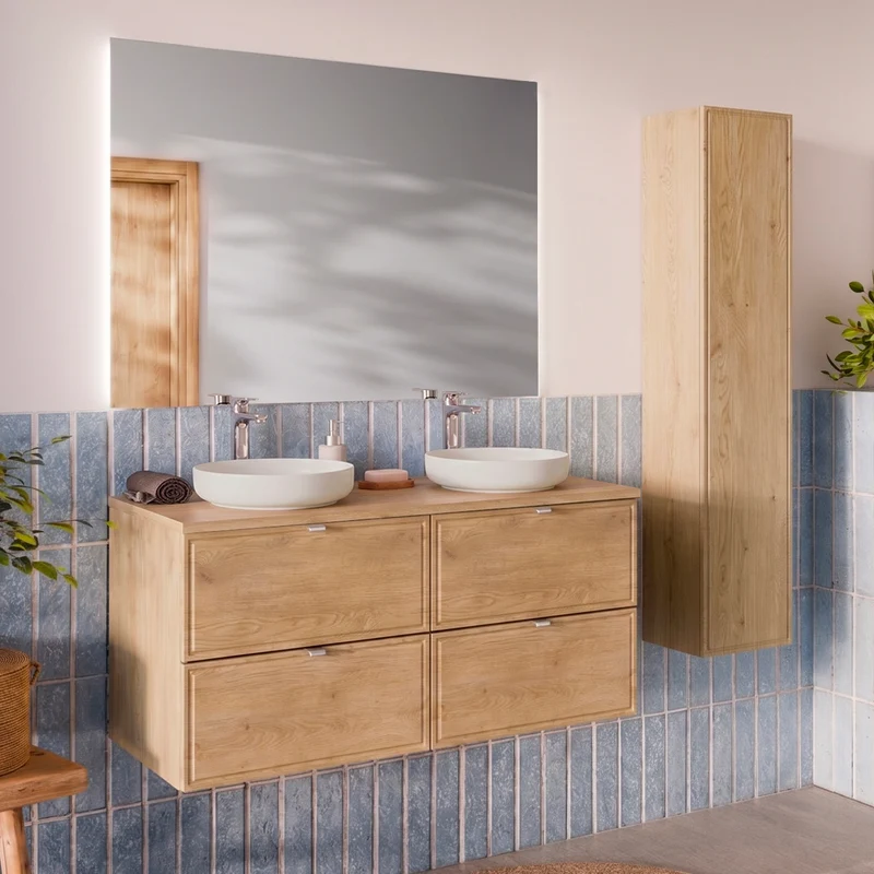 Ensemble meuble sous-vasque 120cm et colonne Elias Bois