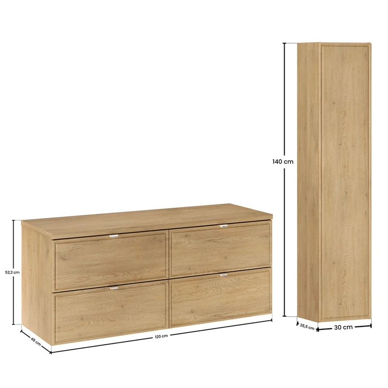Ensemble meuble sous-vasque 120cm et colonne Elias Bois