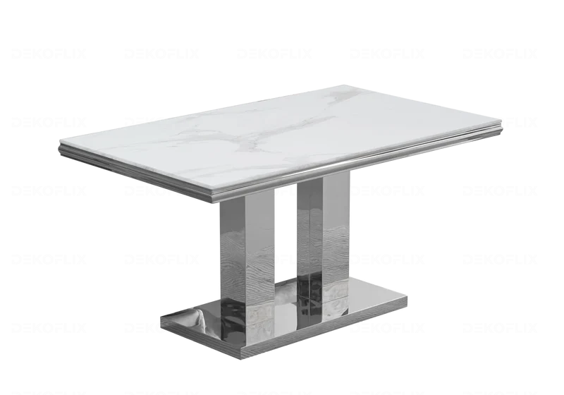 Table basse marbre blanc argent design - Versus