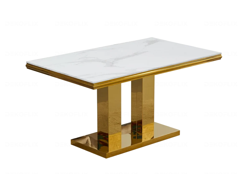 Table basse marbre blanc dorée design - Versus