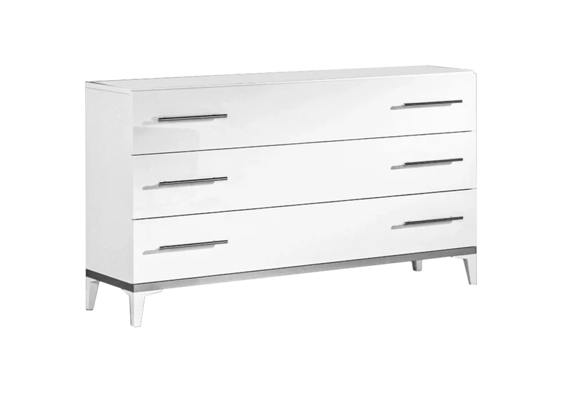 Chambre complète laquée blanche et argentée - NOX