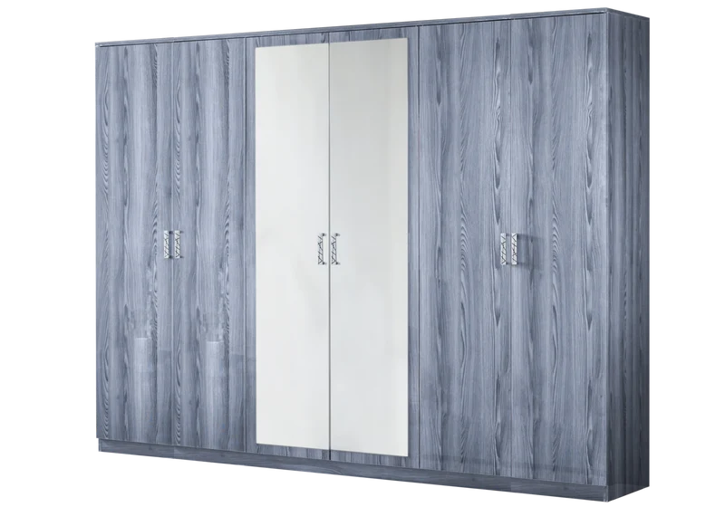 Chambre complète bois gris laqué design - ORION