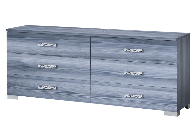 Chambre complète bois gris laqué design - ORION