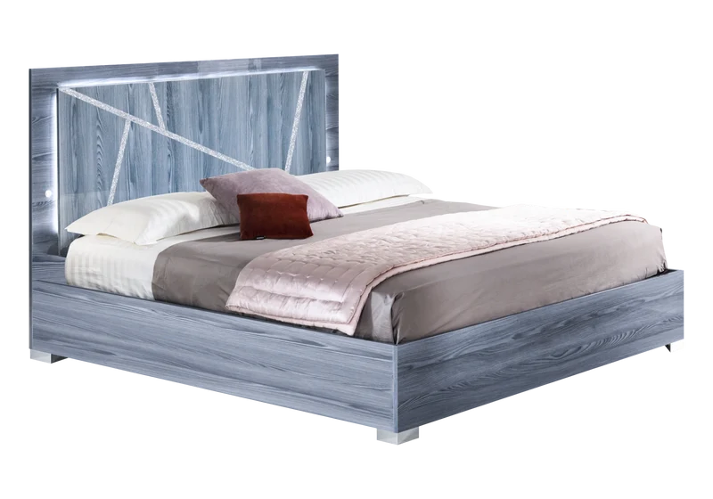 Chambre complète bois gris laqué design - ORION