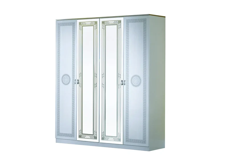Chambre complète capitonnée laquée blanc argent ROBBY