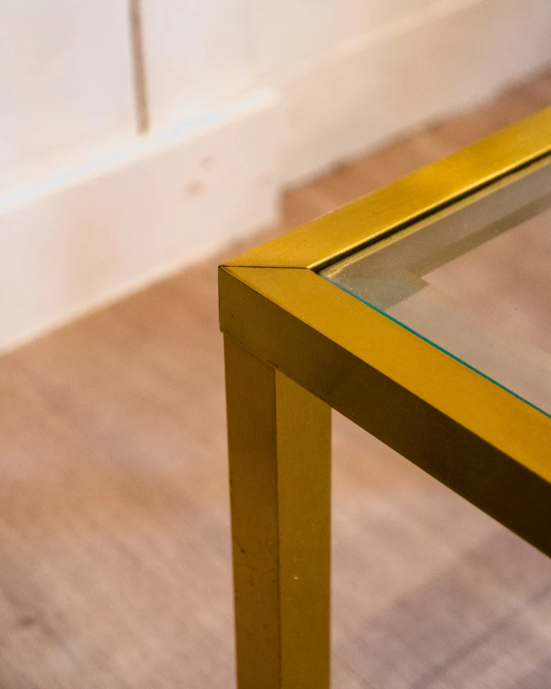 Barbara, les tables gigogne métal brossé et verre N°156
