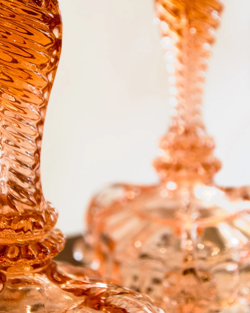 Alix, la paire de bougeoirs rose N°1010