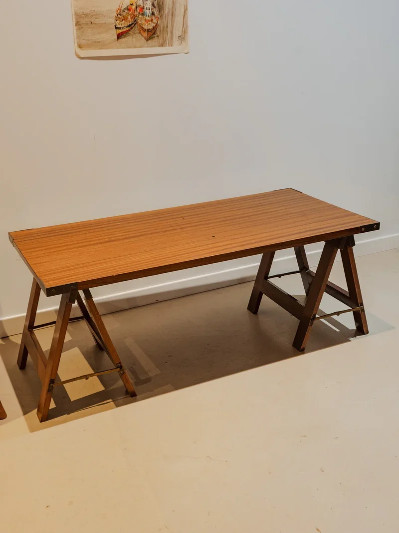 Léonie, la table basse sur tréteaux en bois N°917