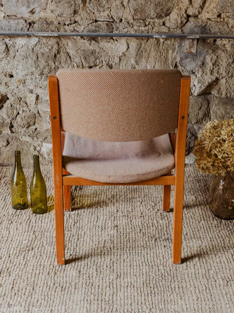 Ernest, le fauteuil en bois et tissu beige N°953