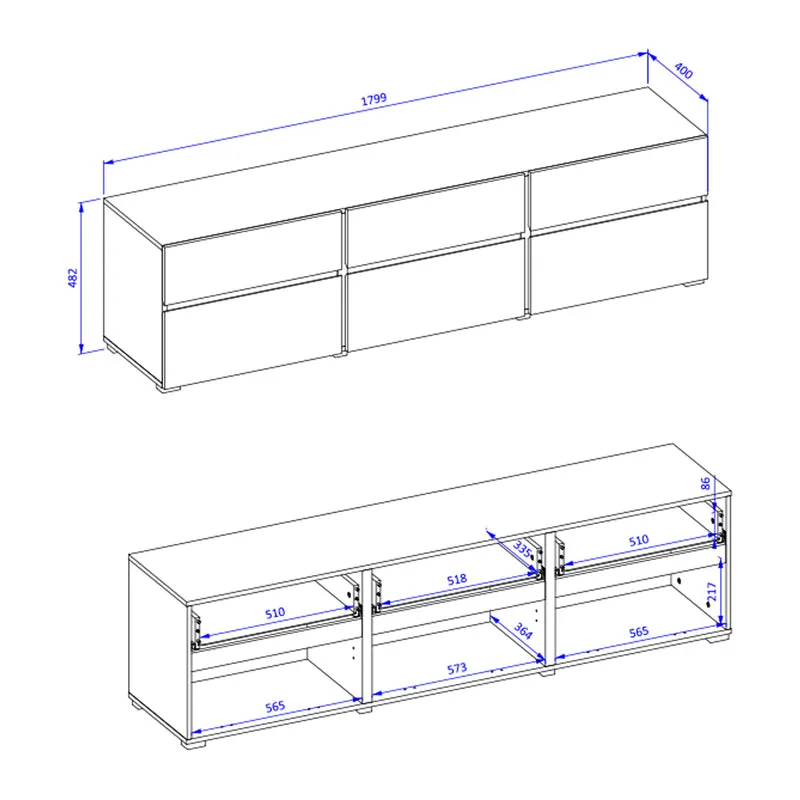 Meuble TV 3 portes 180 cm Lilia Vert