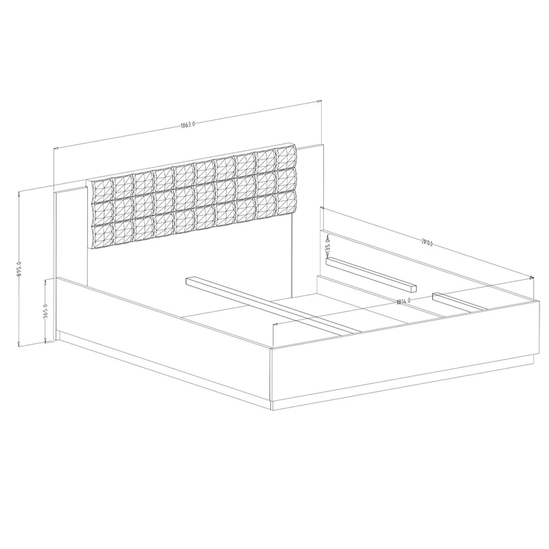 Lit coffre 180x200 sommier inclus Alec Bois foncé et Noir