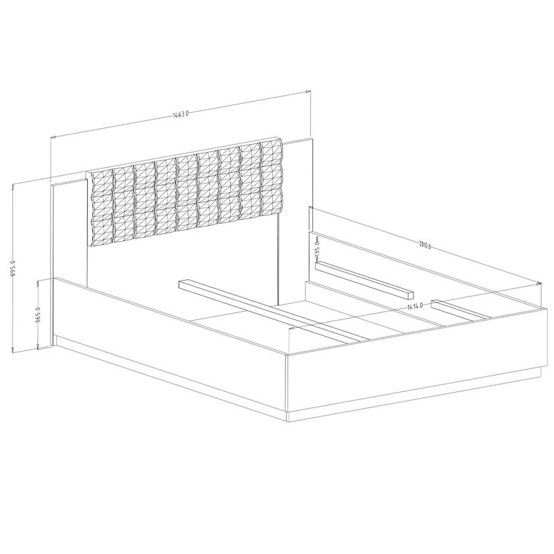 Lit coffre 140x200 sommier inclus Alec Bois foncé et Noir