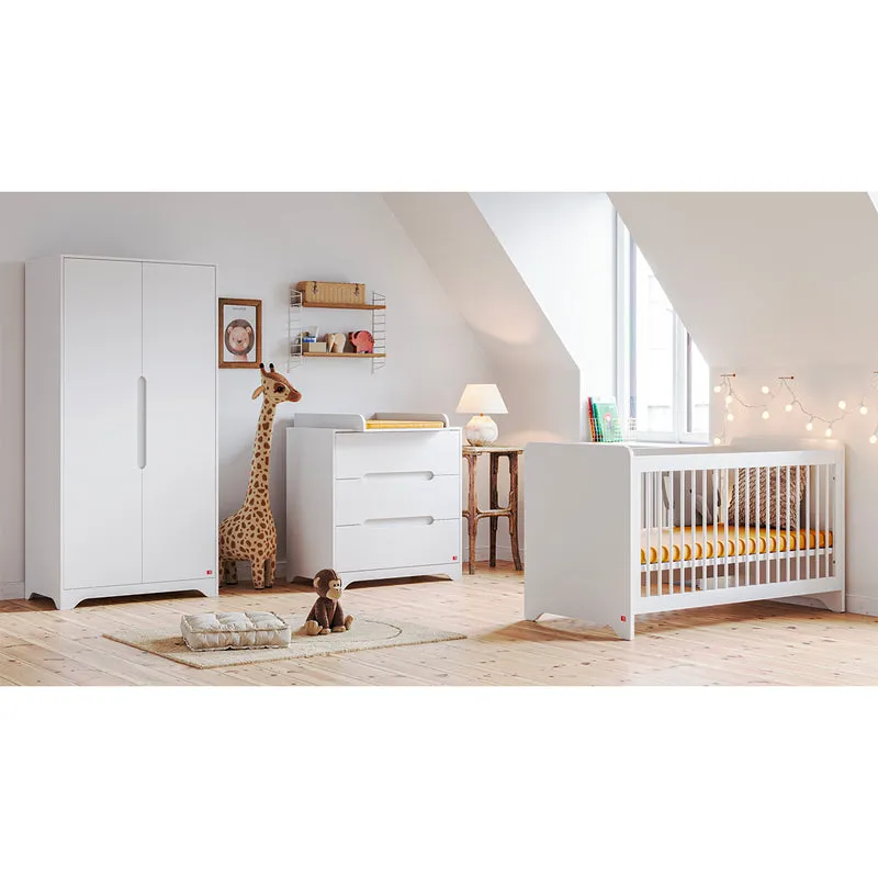 Lit bébé 60x120 et commode 3 tiroirs Vox Ova Blanc