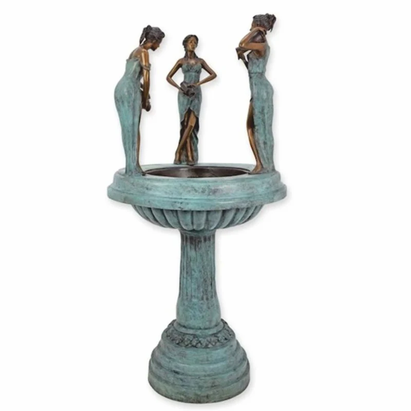 Casa Padrino Jugendstil Bronze Springbrunnen 3 Frauen H. 135 cm - Garten Deko