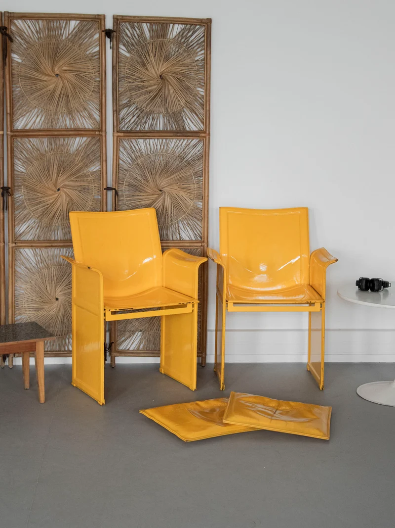 Jakob, la paire de fauteuils jaunes vernies N°1267