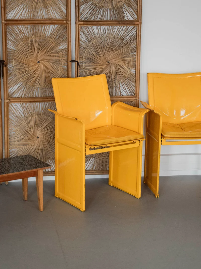 Jakob, la paire de fauteuils jaunes vernies N°1267