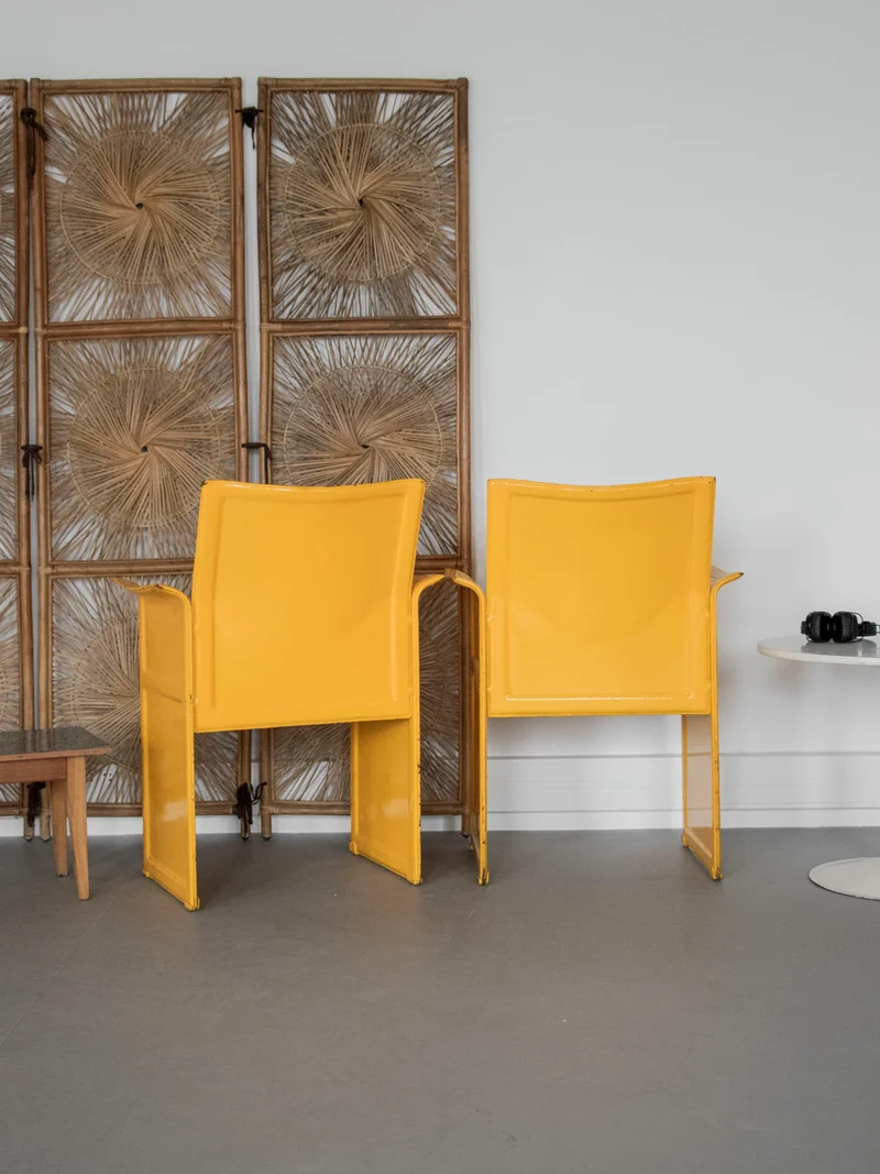 Jakob, la paire de fauteuils jaunes vernies N°1267