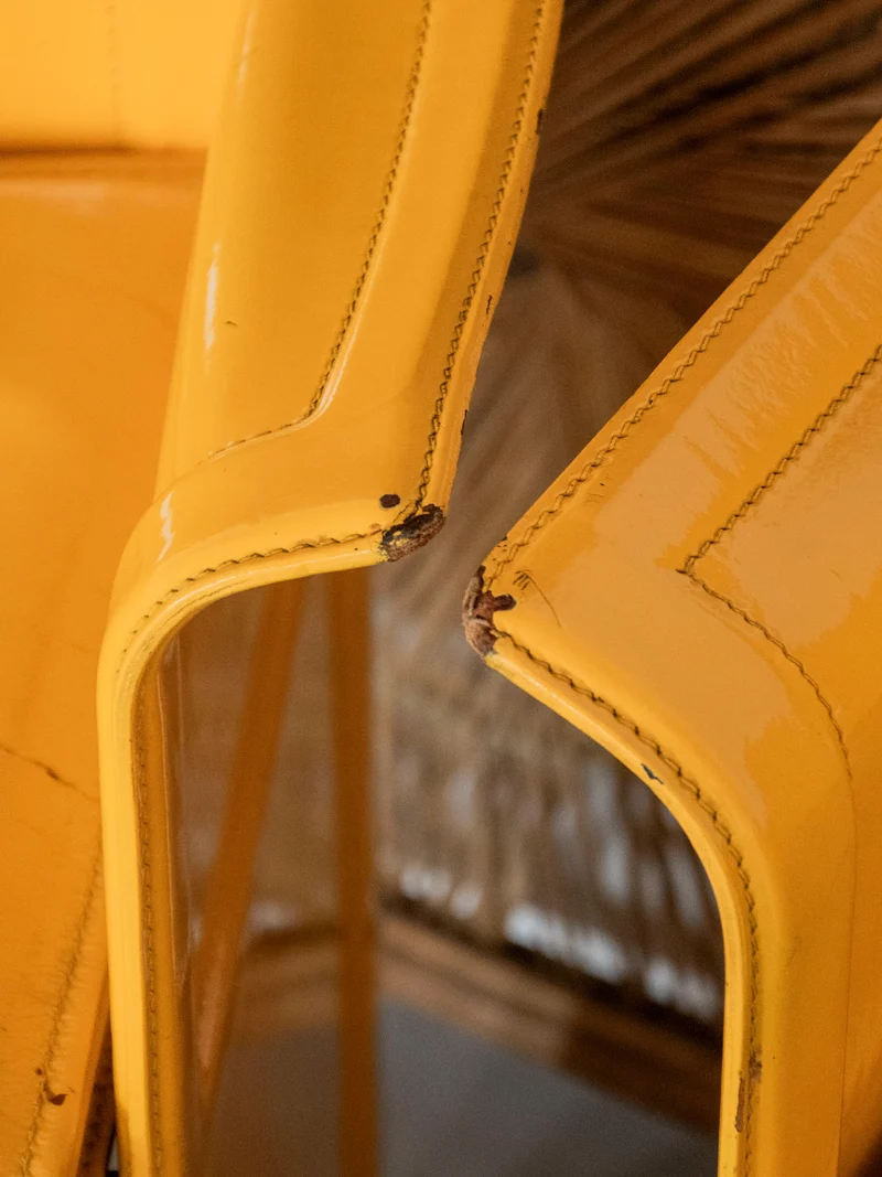Jakob, la paire de fauteuils jaunes vernies N°1267
