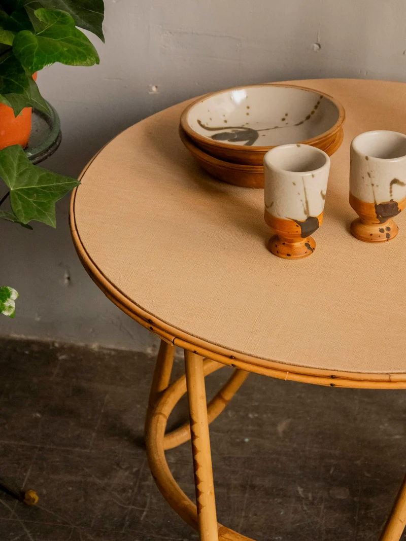 Léonie, la table basse en rotin et bois teint en beige N°937