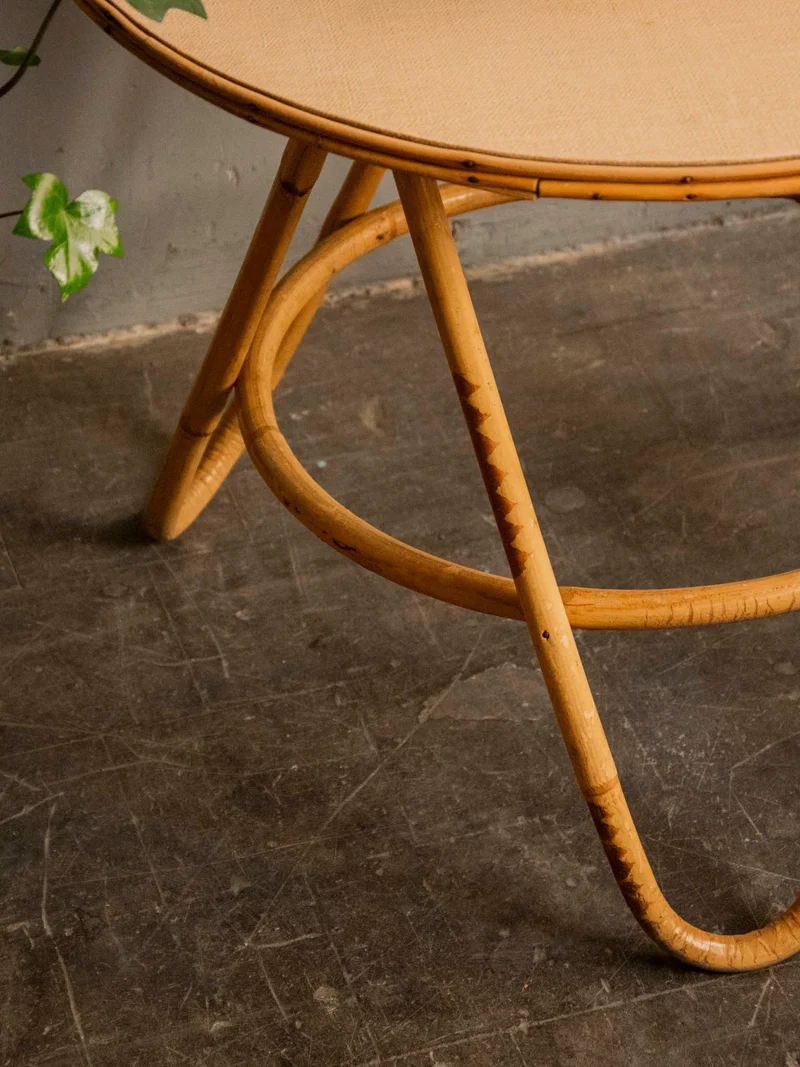 Léonie, la table basse en rotin et bois teint en beige N°937