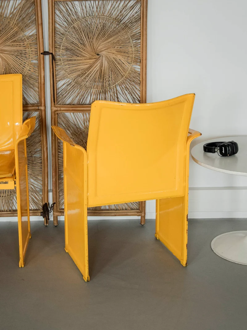 Jakob, la paire de fauteuils en cuir jaune N°1240