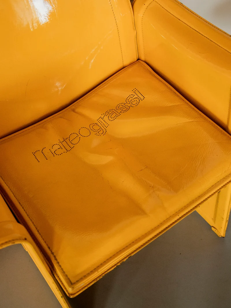 Jakob, la paire de fauteuils en cuir jaune N°1240