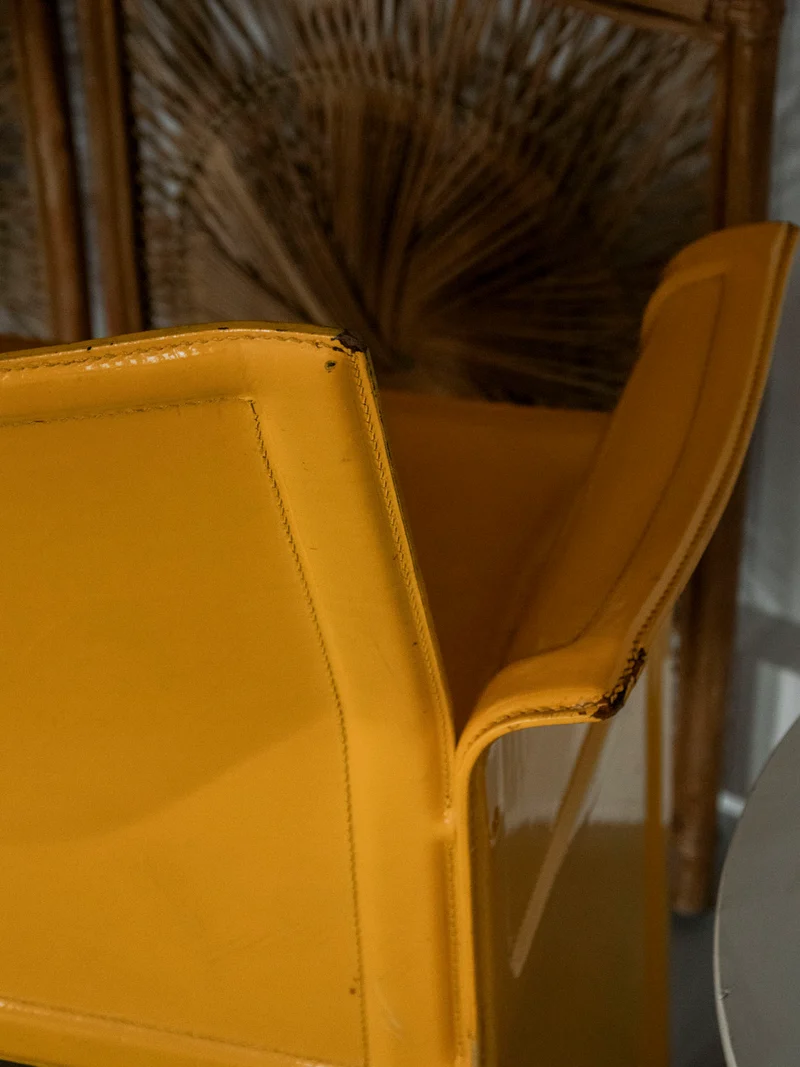 Jakob, la paire de fauteuils en cuir jaune N°1240
