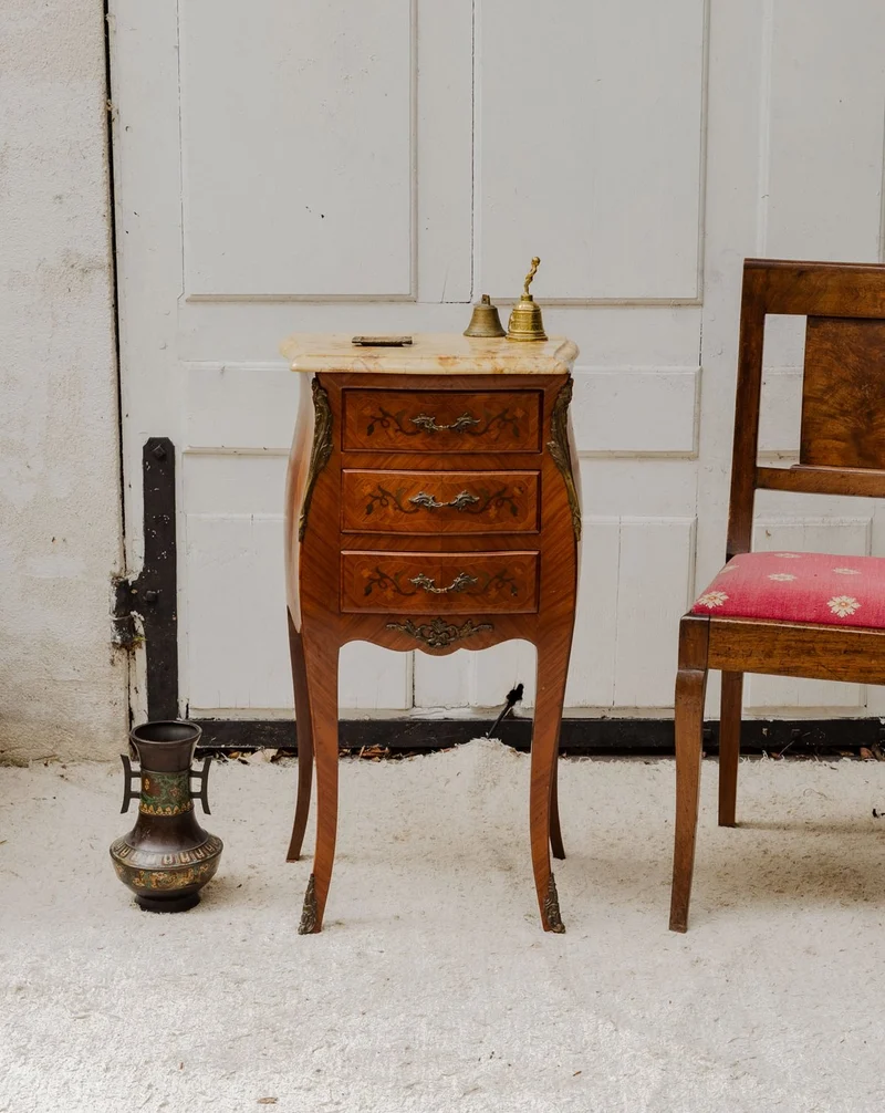 Francine, la meuble d'appoint en bois et marbre N°963