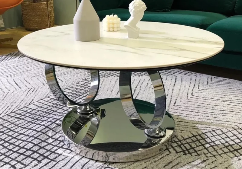 Table basse articulée marbre blanc - Vario