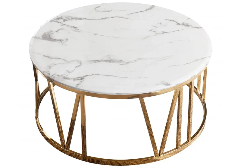 Table basse ronde dorée en verre - Geva