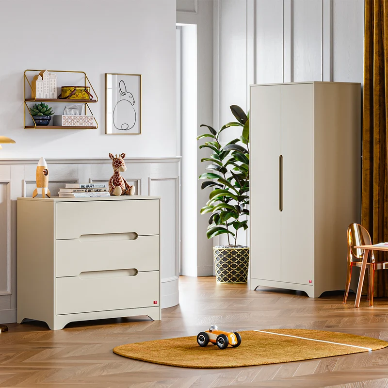 Commode 3 tiroirs et armoire 2 portes Vox Ova Beige
