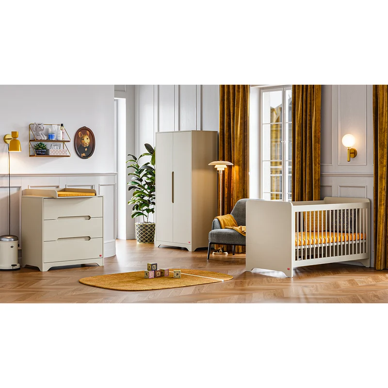Commode 3 tiroirs et armoire 2 portes Vox Ova Beige