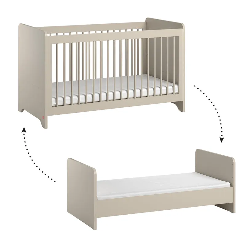 Lit évolutif 70x140 et commode 3 tiroirs Vox Ova Beige