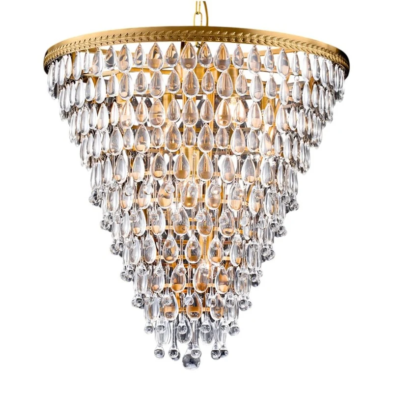 Casa Padrino Luxus Kronleuchter Gold Ø 61 x H. 65 cm - Kristall Lüster mit Glastropfen