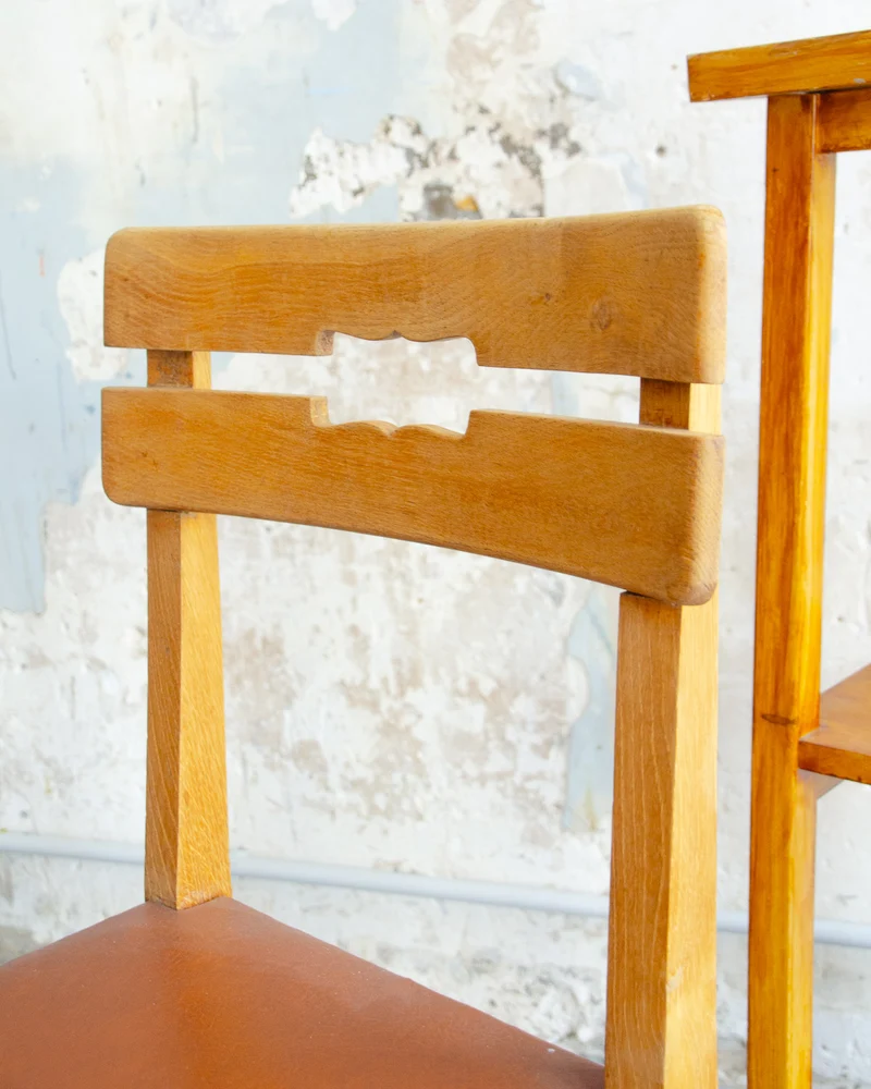 Alma, la paire de chaises en cuir camel N°1535