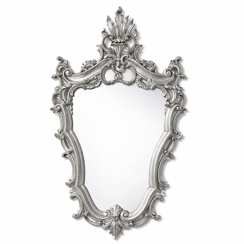 Casa Padrino Luxus Barock Massivholz Spiegel Silber H. 73 cm - Made in Italy